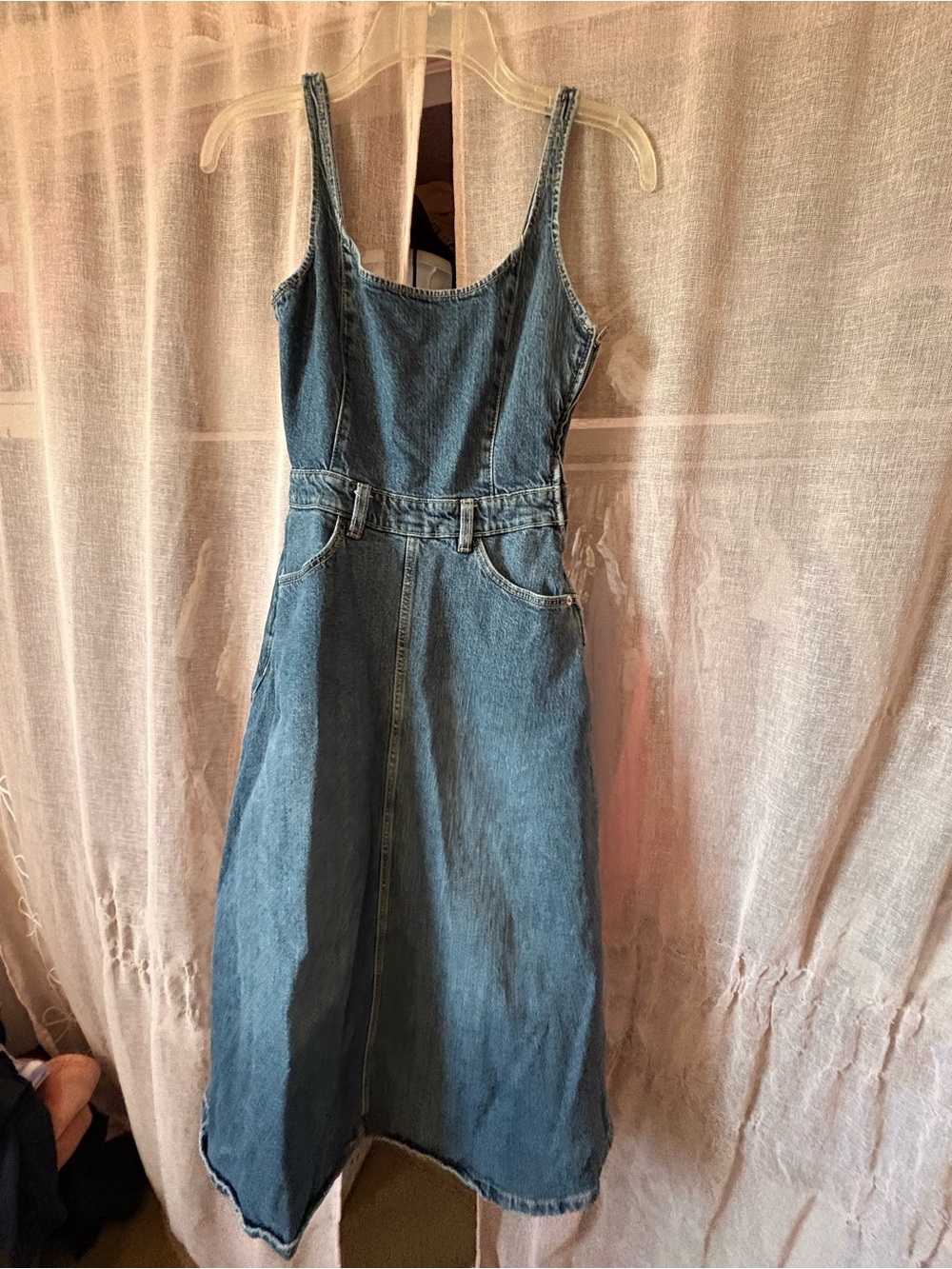 Zara Blue Denim Pinafore Dress